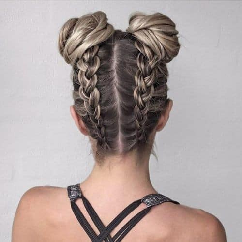 Backwards French Braided Space Bun