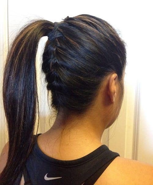 Brown and Blue French Braid Ponytail