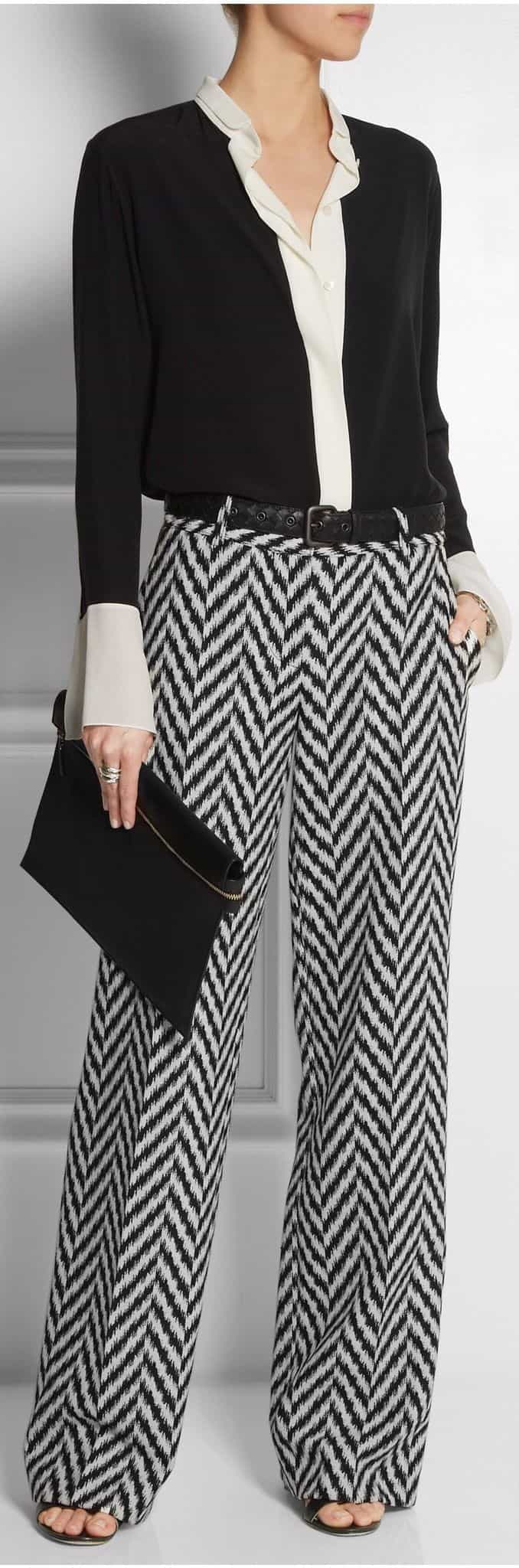 Chevron straight leg pants