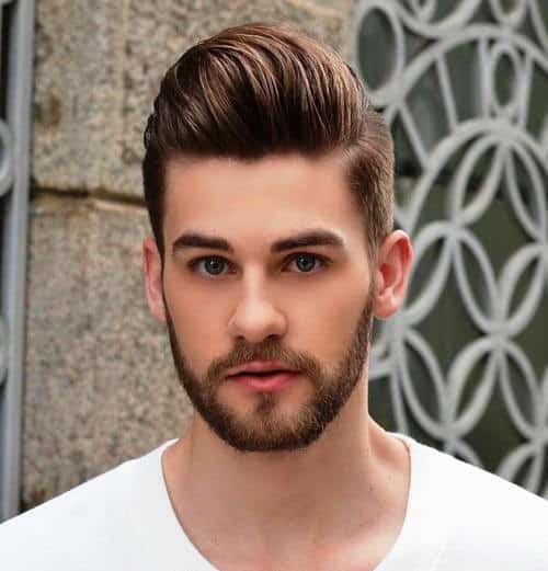 Brown Slicked Back Quiff – stylish hairstyle for men