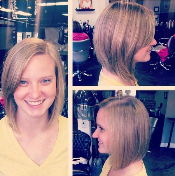 Straight A-line medium length bob for thin hair