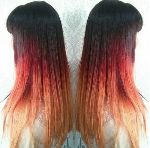 Black to Red and Orange Ombre