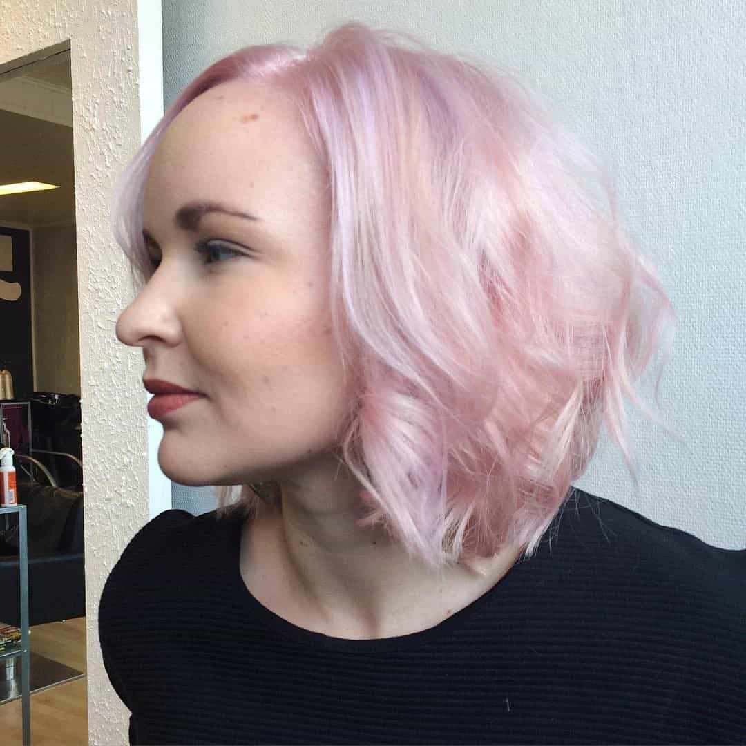 Pastel Pink Long Bob Haircut