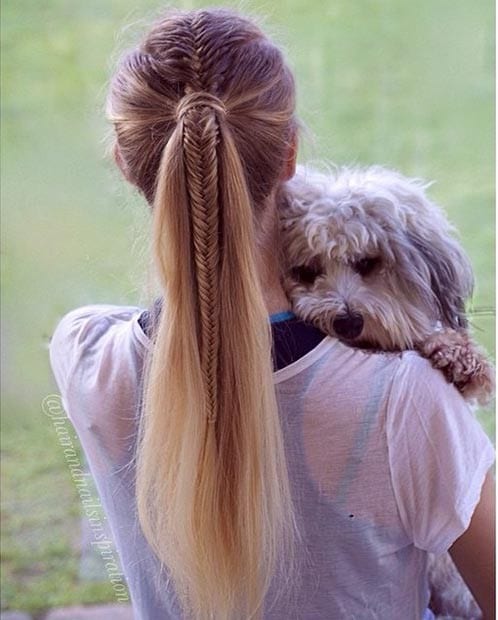 High Ponytail with A Fishtail Braid