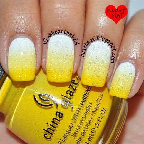 Glitter Yellow Nail Design