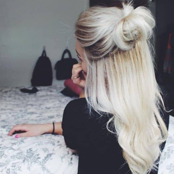 White Blonde Bun with Ringlets