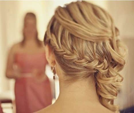 Dutch braid side sweep updo