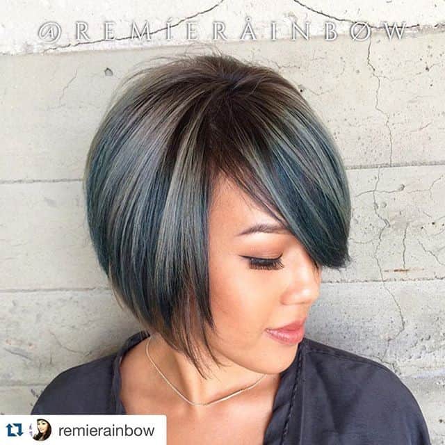 A-line bob with side-swept bangs