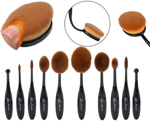 Gift For Her New Professional 10 Pcs Soft Oval Toothbrush Makeup Brush Sets