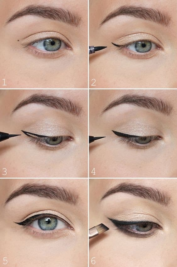 Easy Step By Step Eyeliner Tutorials For Beginners – Subtle Flick with Brown Crease