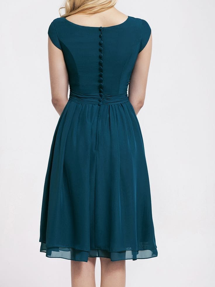 Teal silk dress