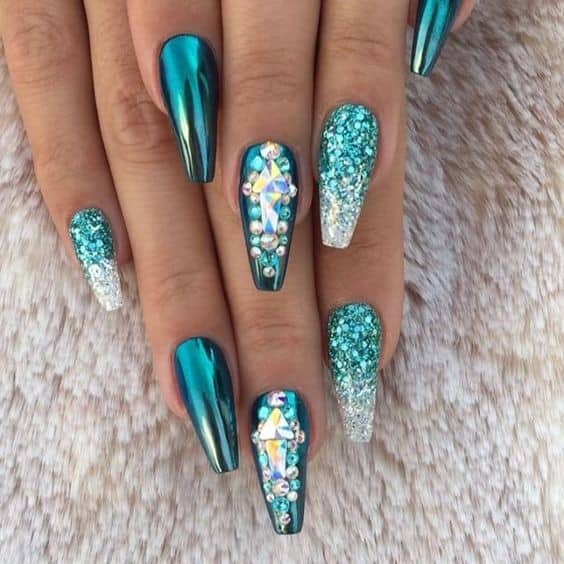 Metallic and Sparkle Nail Art For Women