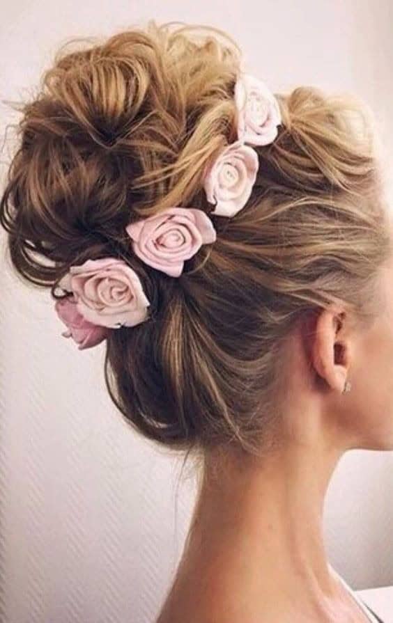 Bridal Updo with Flowers