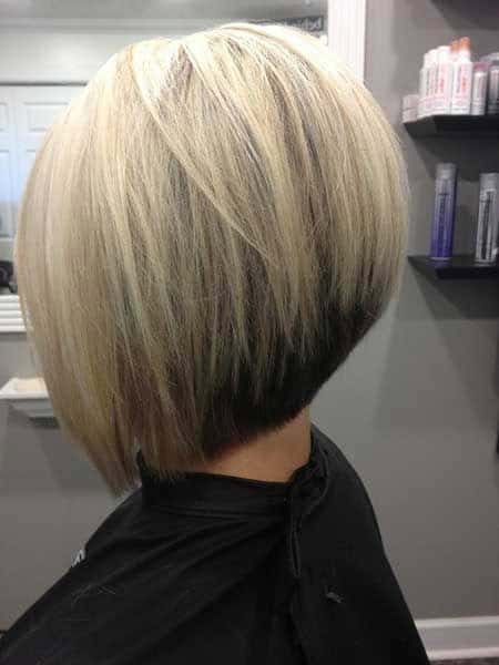 Graduated bob with a darker tapered back for thin hair