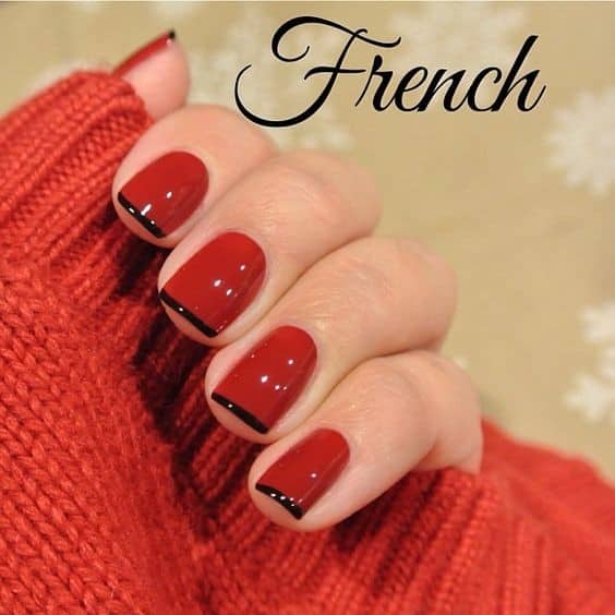 Red Nails with Black Tips