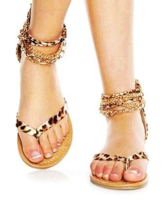 Animal print thong sandals