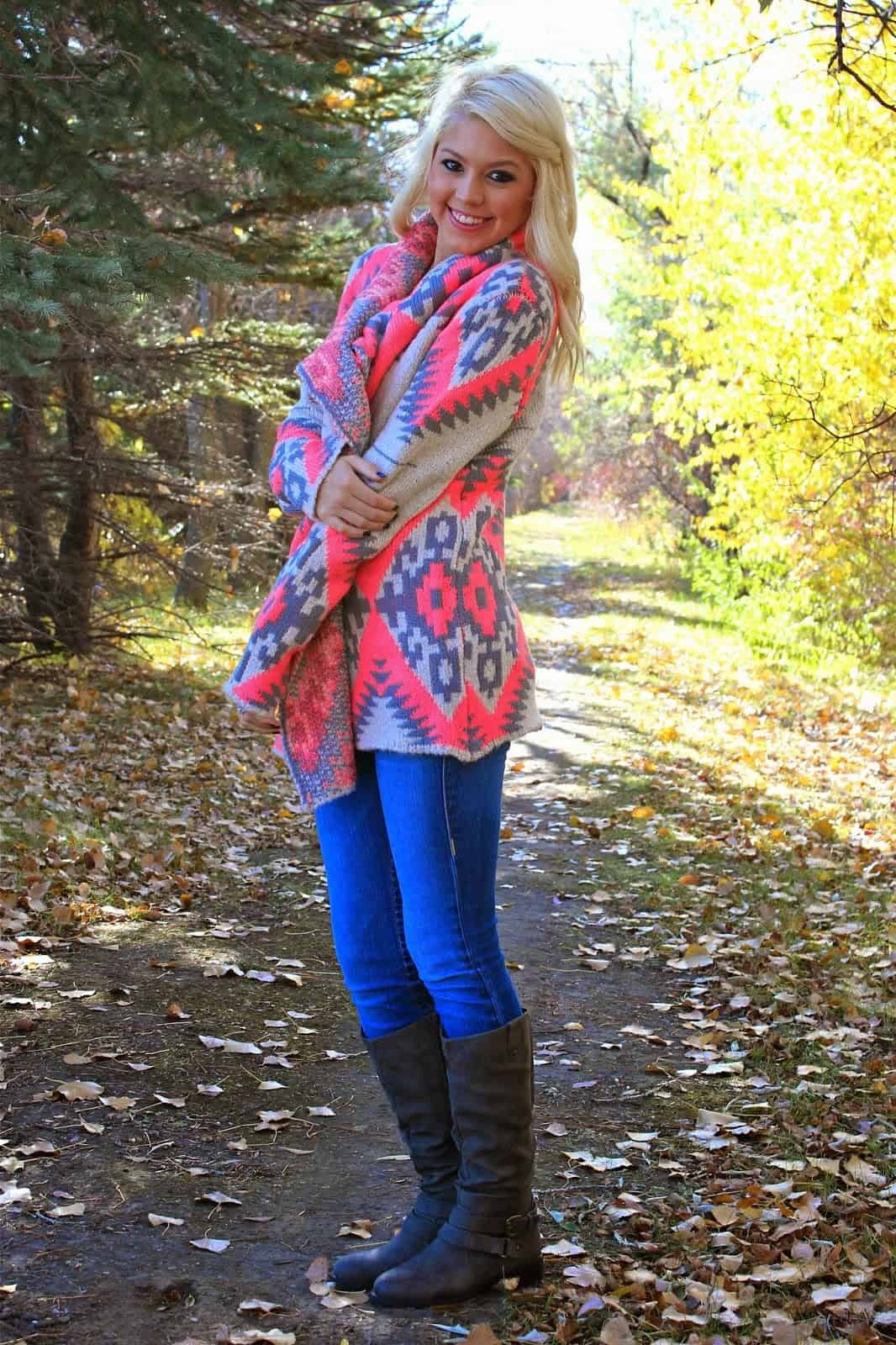 Neon tribal print cardigan