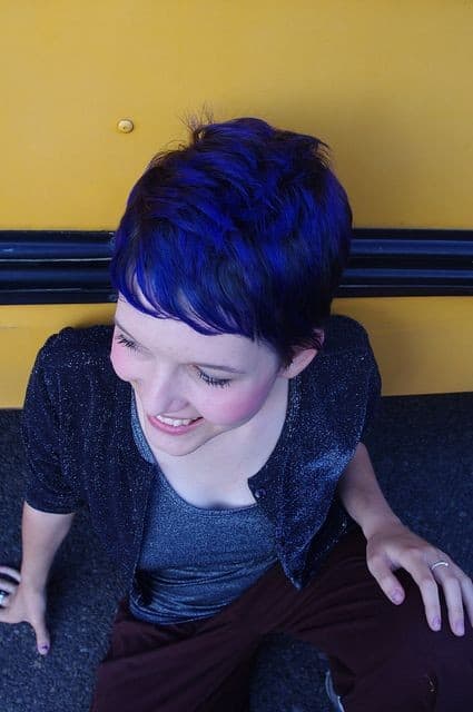 Dark blue pixie cut