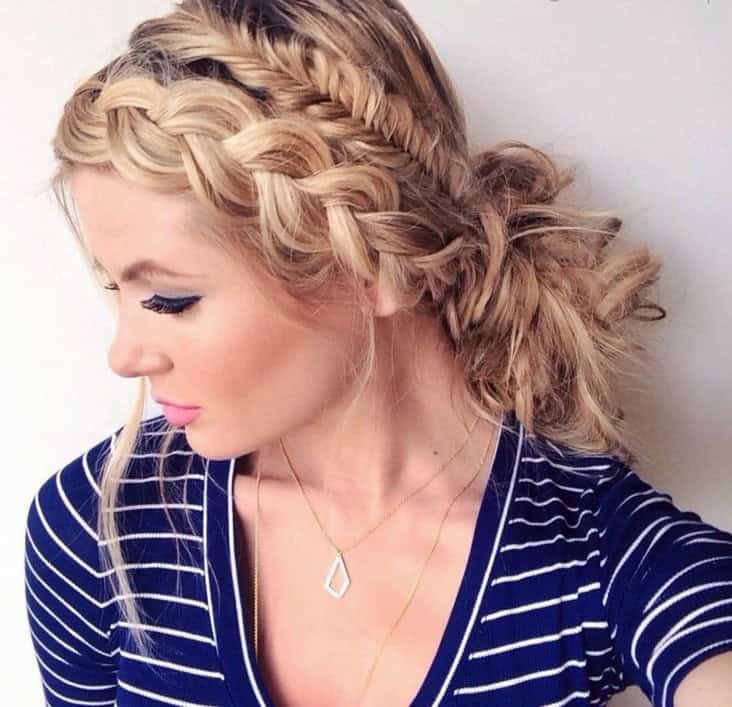 Messy Braided Low Bun with Fishtail