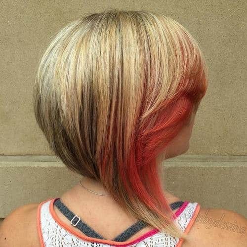 Blonde and Red Curved Bob