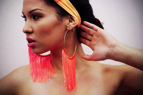 Orange fringe hoops