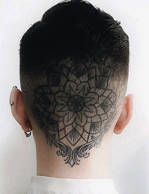 Super short cut with a henna tattoo