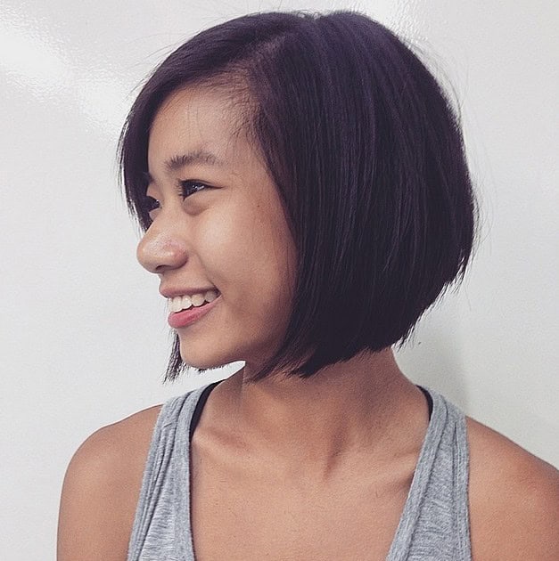 Inverted bob with a razor cut