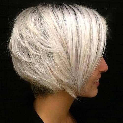 Silver Blonde Choppy Bob