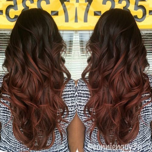 Chocolate to Red Ombre Hair for Curly Hair