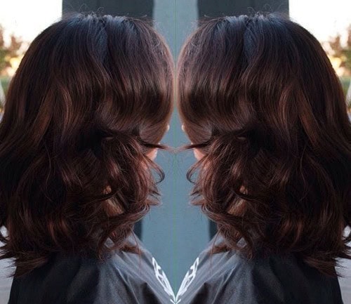 Glossy Dark Brown Long Bob