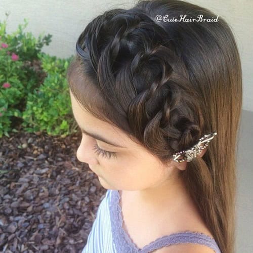 Big side “twisty braid” half updo