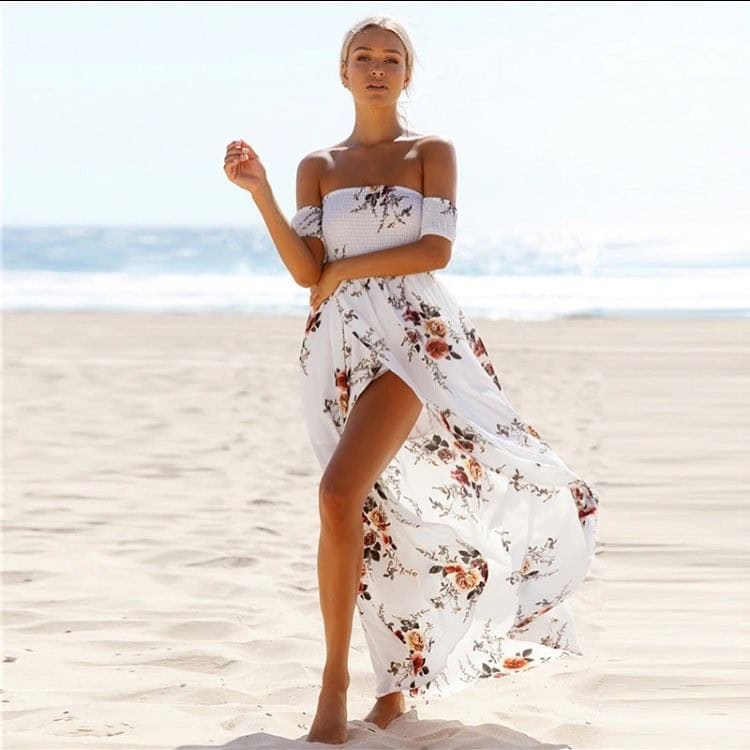 Flowing Floral Off the Shoulder Maxi