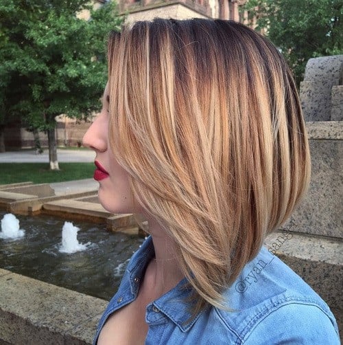 Brown to Blonde Inverted Bob