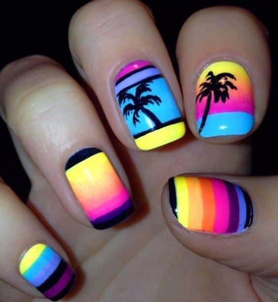 Colorful Beach Nail Design