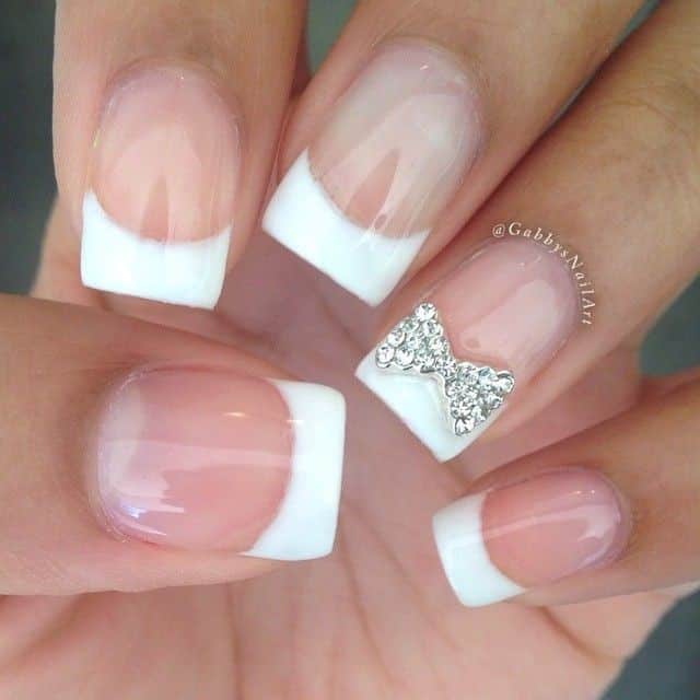 French Manicure with Flower Accent Finger