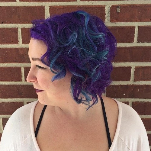 Purple and Blue Curly Bob