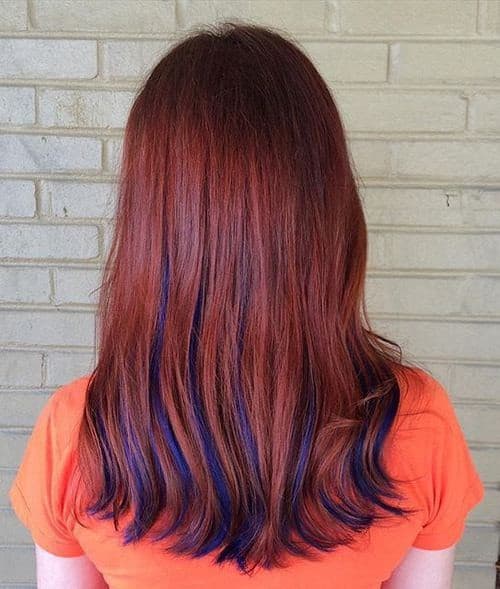 Red Hair with Blue Highlights