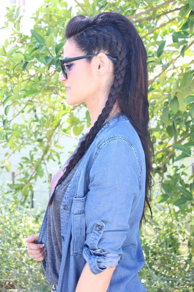 Long locks with single side cornrow