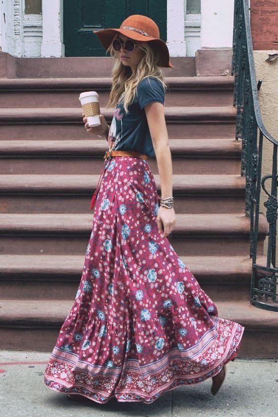 Stylish Floral Maxi Skirt Outfit