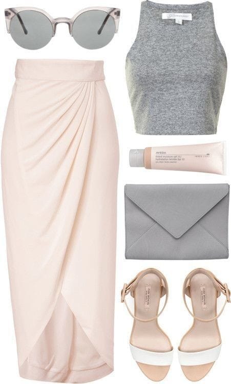 Crossover Blush Pink Midi Skirt