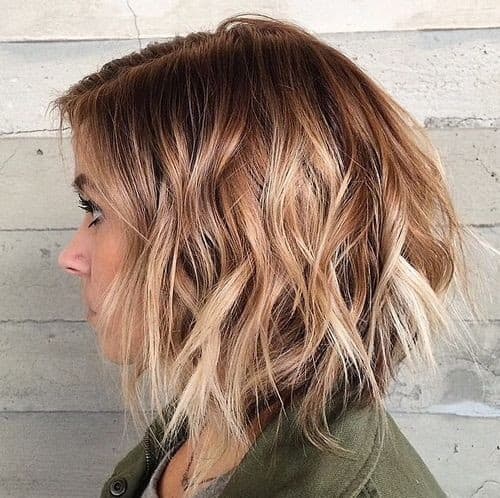 Tousled Balayage Caramel and Blonde Bob