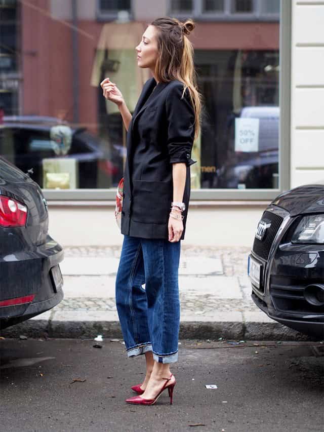 Black Blazer with Boyfriend Jeans