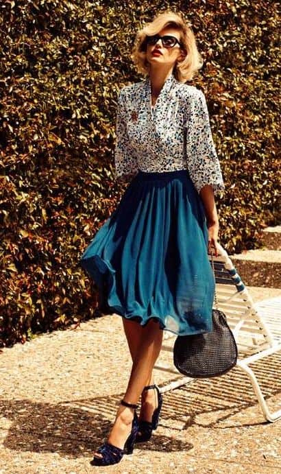 Vintage Outfit Idea with Chiffon Skirt