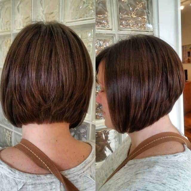 Brown graduated bob with very long layers