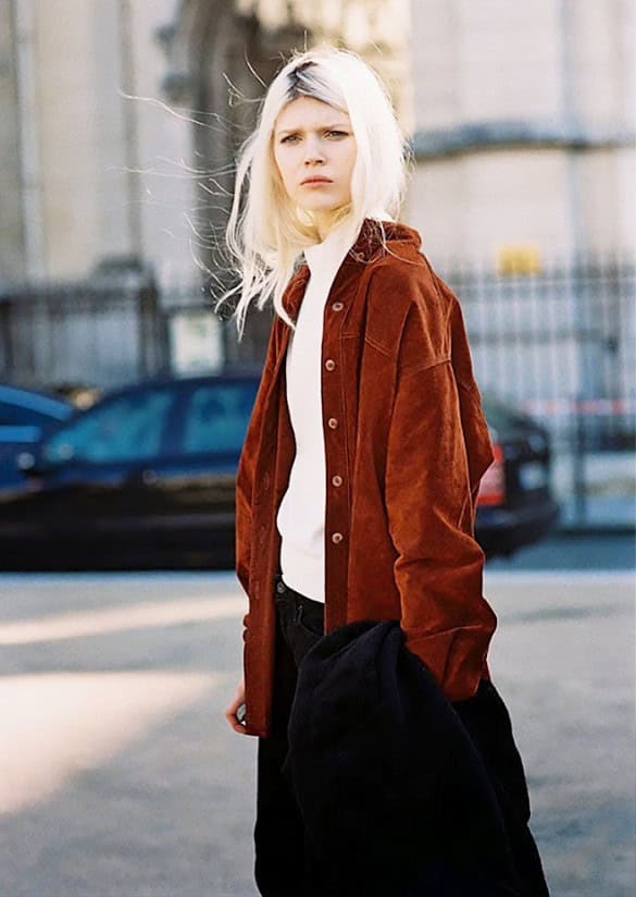 Suede button down shirt