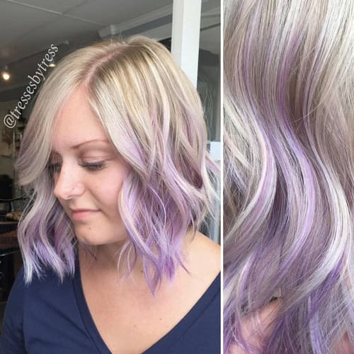 White Blonde to Purple Balayage