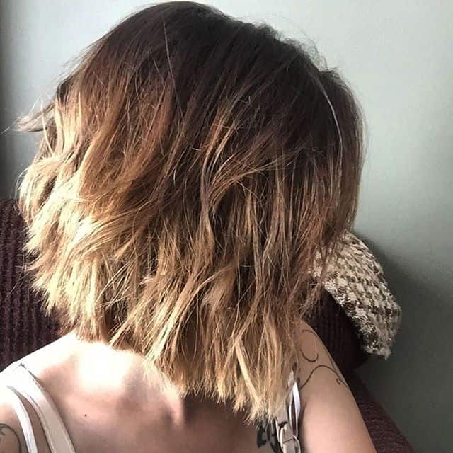 Messy A-line bob with blunt ends