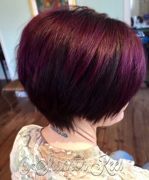 Black and Purple Stacked Haircut