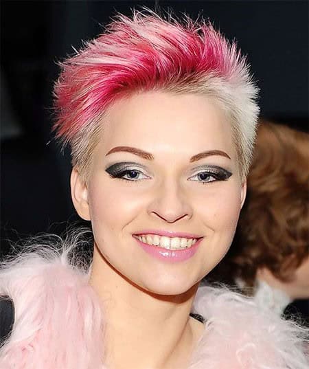 Super short and spiky cut with pink front