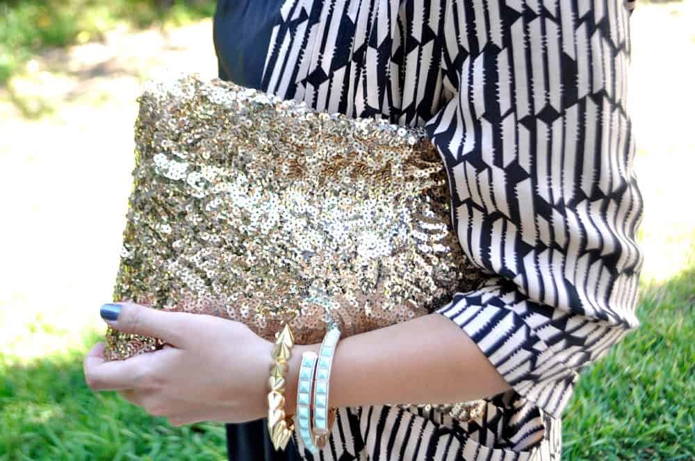 Metallic silver evening bag